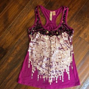 Fuchsia sequined tank top